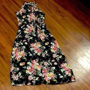 Xhilaration black floral print high neck maxi dress